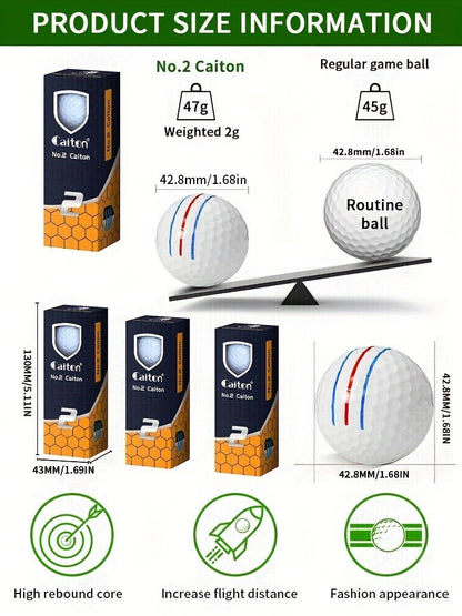 Golf Balls 6pcs Long Distance High Speed with 360-Degree Aiming Line Add 40+ Yards Distance Durable Performance Golf Ball Set for Men Women Beginners Advanced Players Practice Training