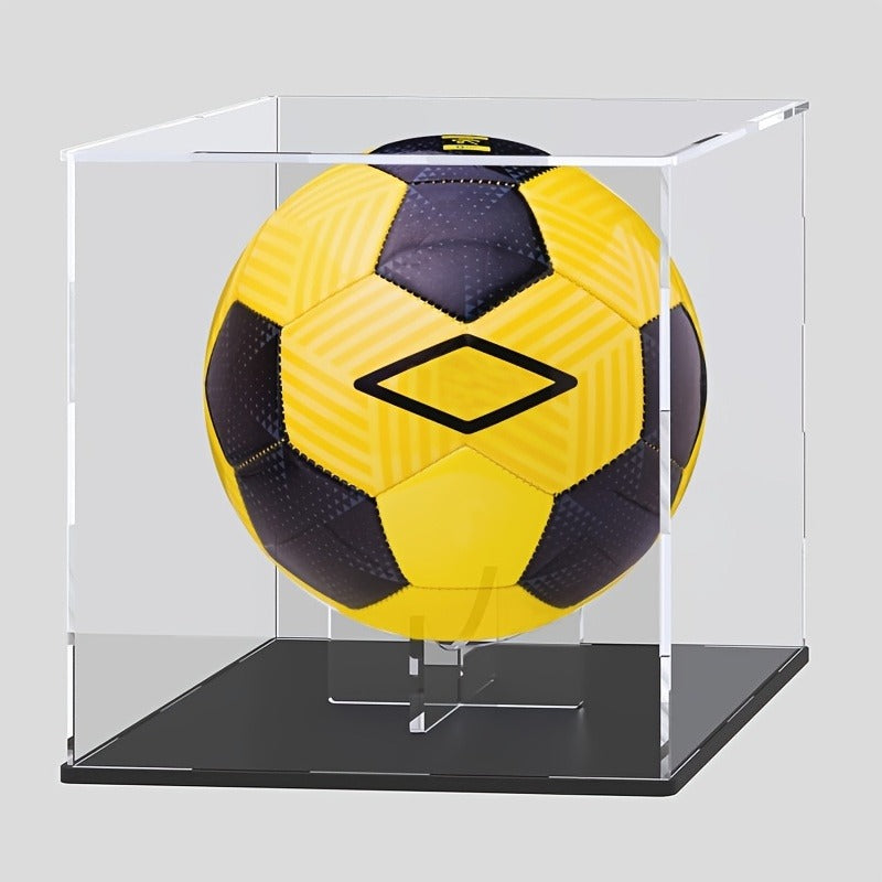 Acrylic Football Display Case Clear Crystal Box with Removable Football Stand Detachable Easy Assembly Memory Storage Display Box for Full Size Football Collectors Gift for Football Fans Athletes