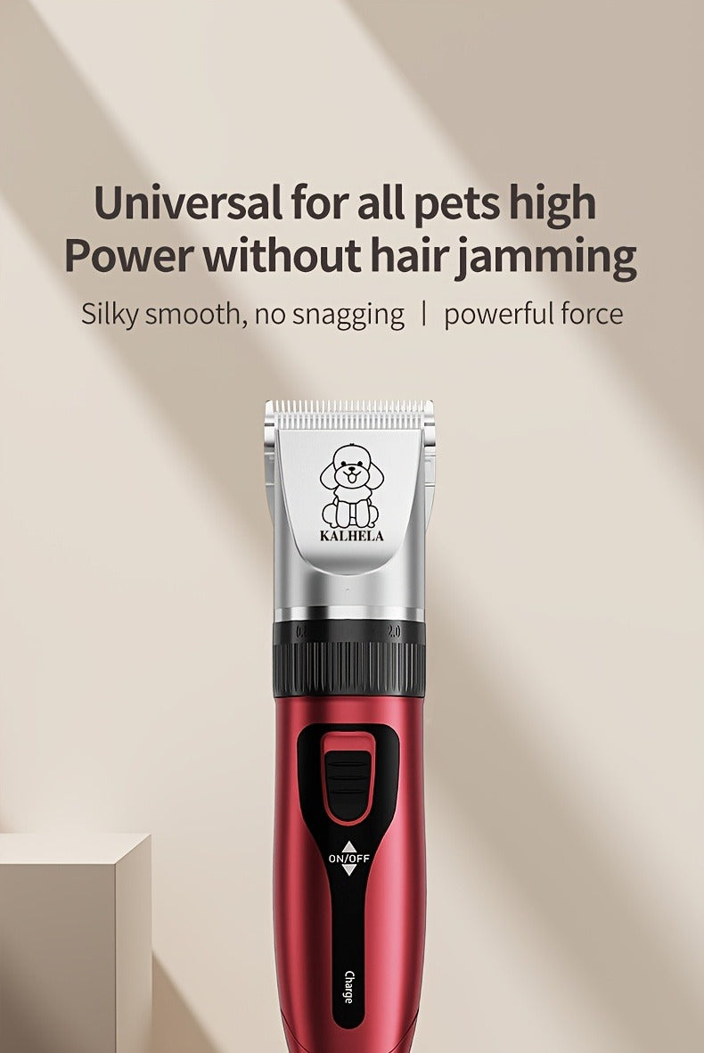 Pet Grooming Clippers Rechargeable with LED Display - Cordless Electric Dog Cat Hair Clipper, Detachable Blades 4 Guide Combs Low Noise, Professional Wireless Pet Trimmer with Accessories, Red