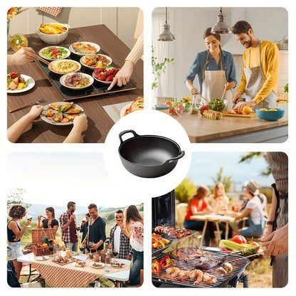 Cast Iron Frying Pan 20cm Pre-Seasoned with Dual Handles - Non-Stick Oven Safe Skillet for Outdoor BBQ, Camping & Stovetop Cooking - Compact Multi-Functional Cast Iron Skillet