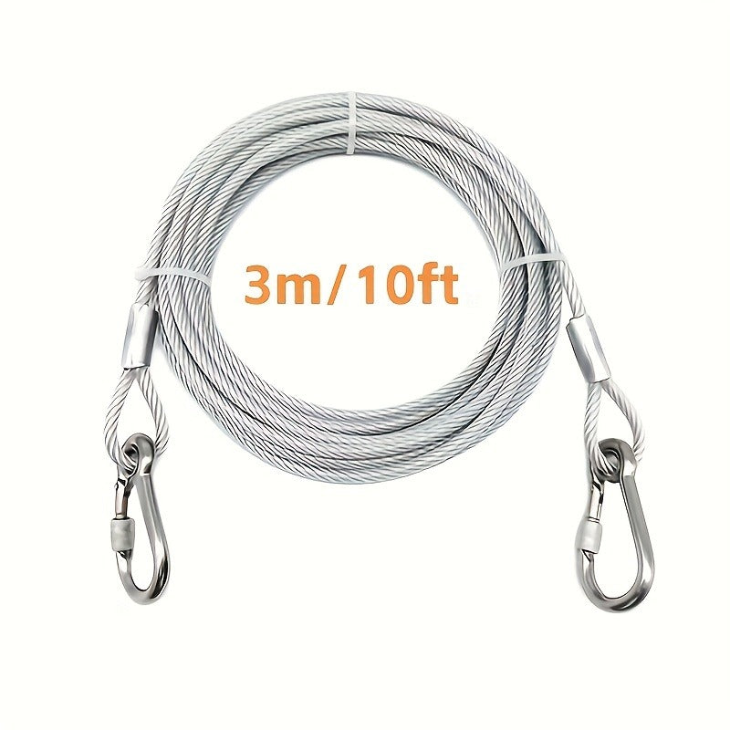 Stainless Steel Dog Leash Reflective Rust-Resistant Heavy Duty Cable Tie-Out for Medium Large Dogs Outdoor Yard Camping 3XL 4XL Multiple Lengths Silvery Grey