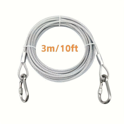 Stainless Steel Dog Leash Reflective Rust-Resistant Heavy Duty Cable Tie-Out for Medium Large Dogs Outdoor Yard Camping 3XL 4XL Multiple Lengths Silvery Grey