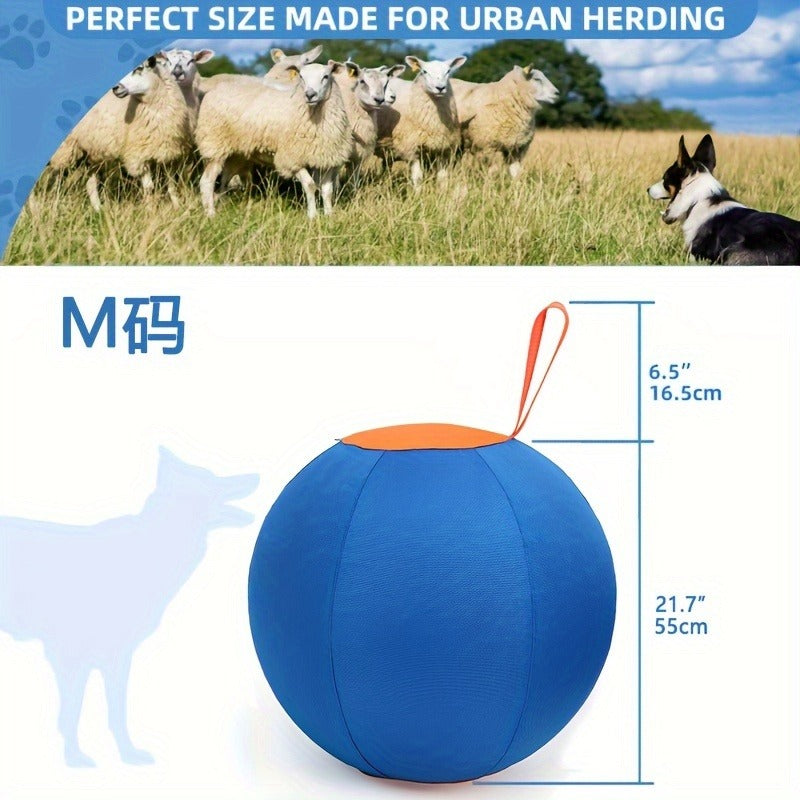 Horse Training Ball 21.7" Anti-Burst Silicone Grazing Ball with Cover & Hanging Belt for Horses Goats Dogs, Large Stable Toy Boredom Buster Ball for Equine Play & Exercise, Blue & Orange