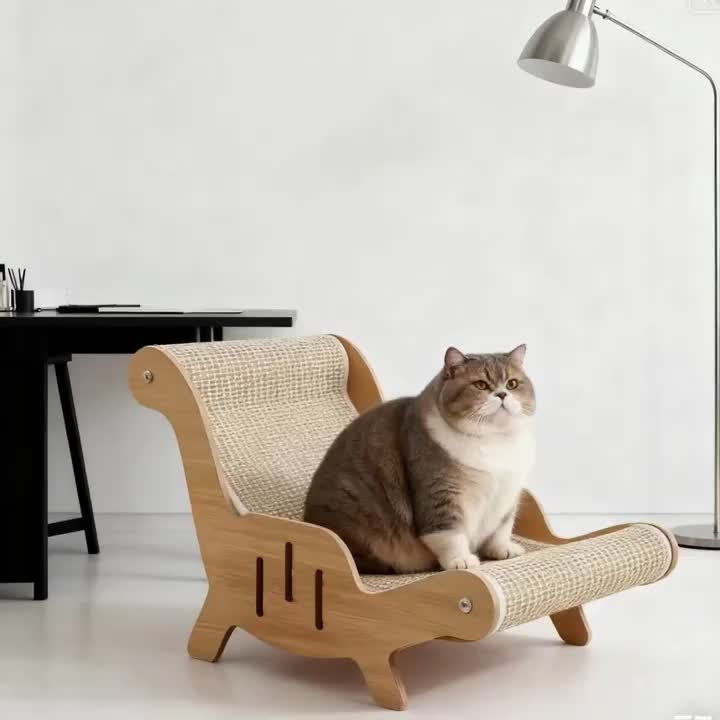 Cat Scratcher Lounge Chair 2-in-1 Natural Sisal Sofa Bed No Shedding Breathable Ultra Durable Oversized Design for Scratching Napping Playing, All-Season Multi-Functional Cat Scratch Bed, 1pc