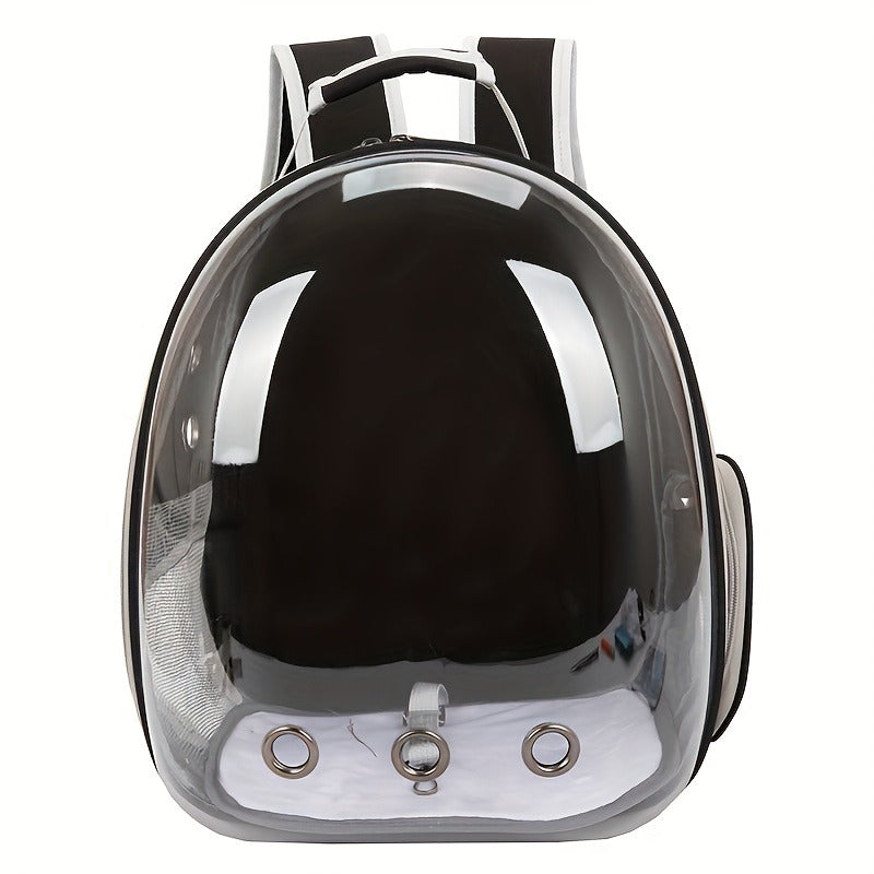 Space Capsule Pet Backpack Carrier for Cats & Small Dogs - Portable Double Shoulder Bag with Bubble Window, Breathable Lightweight Travel Backpack for Pets, Hands-Free Cat Carrier Bag, Black