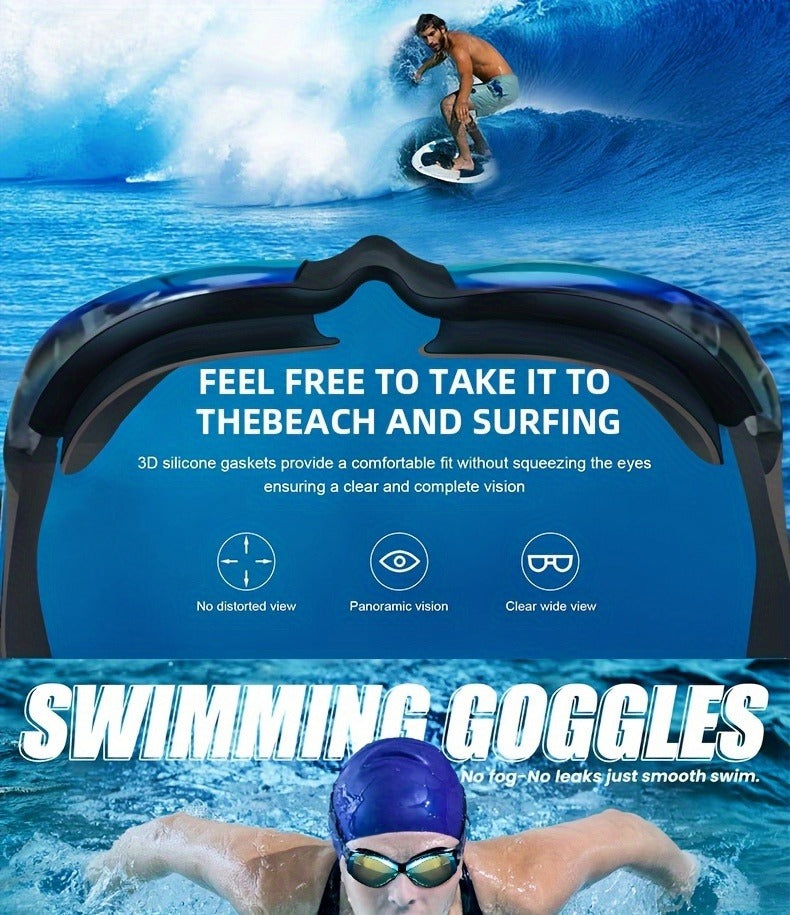 Anti-Fog Swim Goggles 2 Pack for Adults & Youth – Professional Mirrored Pool Goggles with UV Protection, No-Leak Wide View Lens, Adjustable Strap for Men Women Kids Swimmers