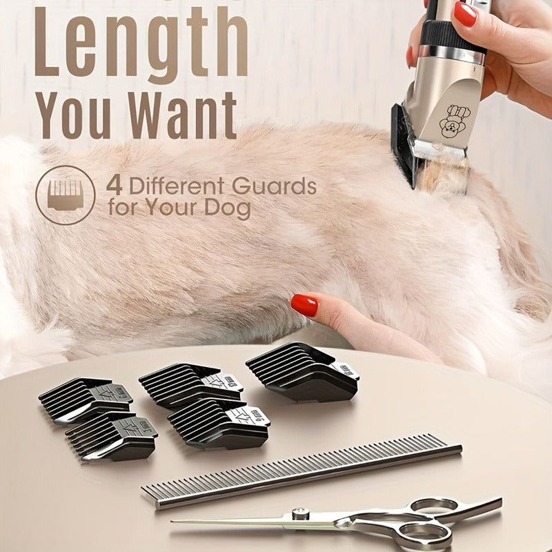 Pet Hair Clipper Cordless Adjustable Comb - Silent Low Noise Rechargeable Electric Dog Cat Grooming Scissors Set, Multiple Style Options, USB Charging Wireless Pet Trimmer for Dogs Cats
