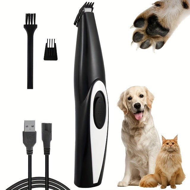 Pet Detail Trimmer Cordless USB Rechargeable - Ceramic Blade Precision Clipper for Dogs Cats Face Paws Ears Eyes Tail, Quiet Low Noise Mini Grooming Tool for Small Areas, Includes Brush & Lubricant