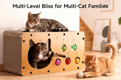 Cat Scratching Board with Interactive Rolling Ball – Multifunctional Cat Furniture for Scratching Playing & Resting, Sturdy Breathable Design, Perfect Cat Toy Gift for Indoor Cats