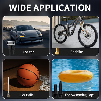 Portable Wireless Tire Inflator Air Compressor Digital Display Fast Pump Lithium Battery for Car Motorcycle Bike Emergency Inflation with Nozzle Adapters