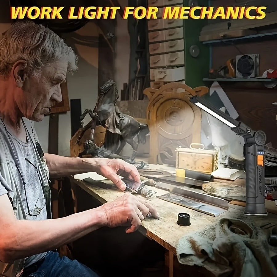 COB LED Work Light Rechargeable - Magnetic Base Portable Flashlight, 1000 Lumen Adjustable Beam, Multi-Pack Hanging Lamp for Garage, Camping, Yard & Emergency Use