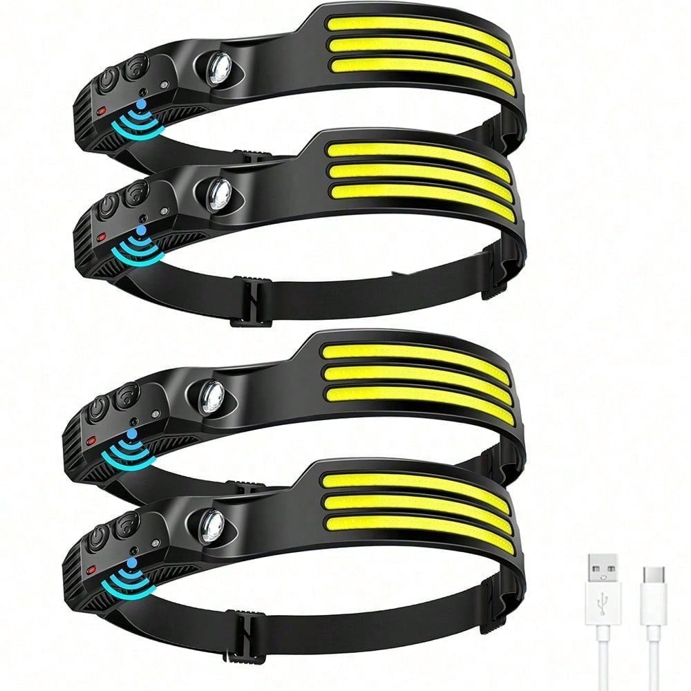 Motion Sensor Headlamp 4-Pack – USB Rechargeable LED
