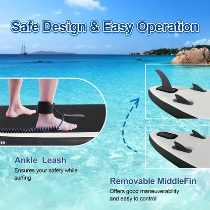 Double-Layer PVC SUP Board 10ft x 33'' Drop-Stitch Inflatable Paddle Board 12-15PSI EVA Deck 3 Fins Full Accessories Kit for Yoga Fishing Surfing Adults