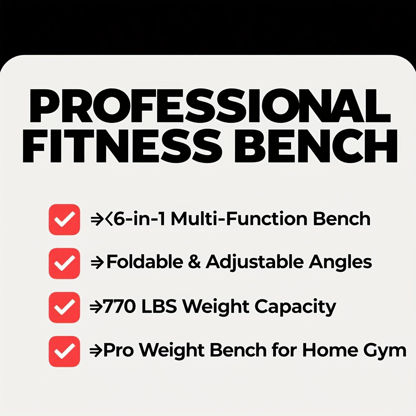 Adjustable Weight Bench 6-in-1 Foldable – Flat Incline Decline, Resistance Bands, Preacher Curl & Leg Developer, 770lb Capacity – Home Gym Strength Training Bench
