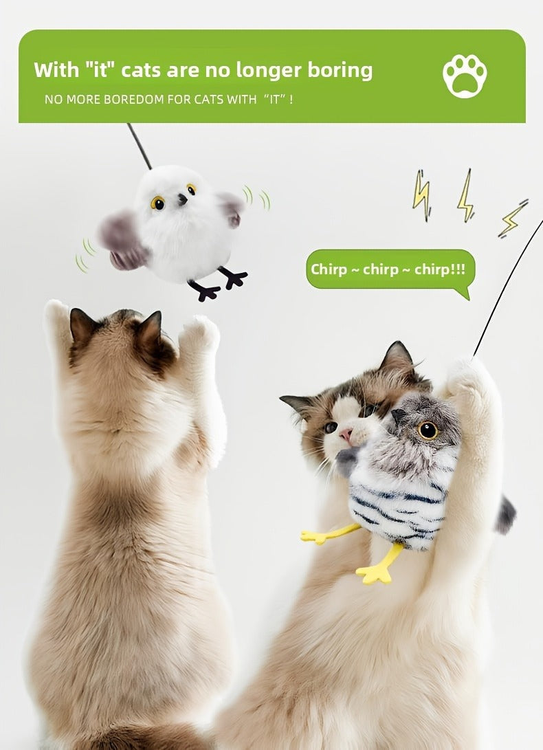 Flapping Bird Cat Toy with Realistic Chirping Sound - USB Rechargeable Interactive Plush Toy for Indoor Cats & Kittens, Smart Teaser for Exercise Enrichment & Boredom Relief