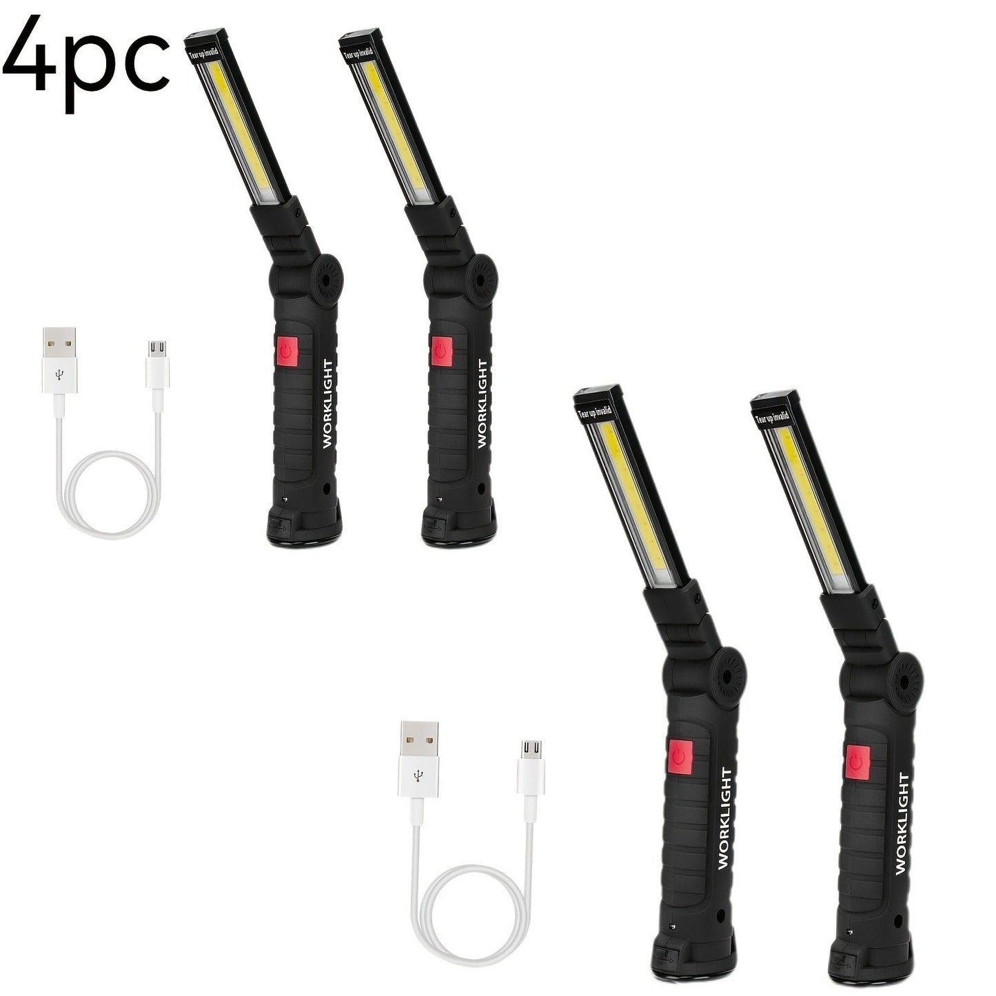 COB LED Work Light, 1000 Lumen Rechargeable Portable Hanging Camp Lamp with Built-In Battery, 200M Range for Camping, Yard, Party & Vehicle Maintenance – 2/4/6/8/10 Pack