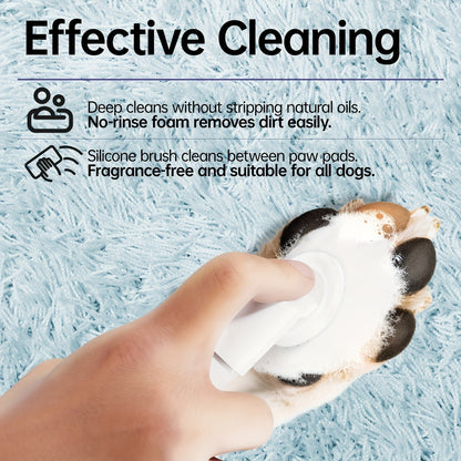 Dog Paw Cleaner No-Rinse with Soft Brush - pH Balanced Paw Wash for Dogs & Cats, 5oz Gentle Grooming Cleanser in Lavender Chamomile, Lemongrass Sage & Fragrance-Free