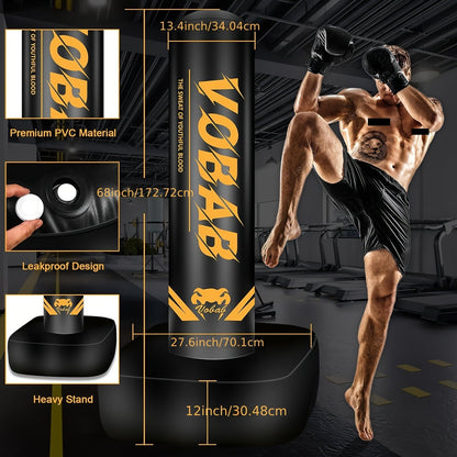 70-Inch Freestanding Punching Bag with Stand for Adults – MMA, Muay Thai, Karate & Boxing Training, Men & Women