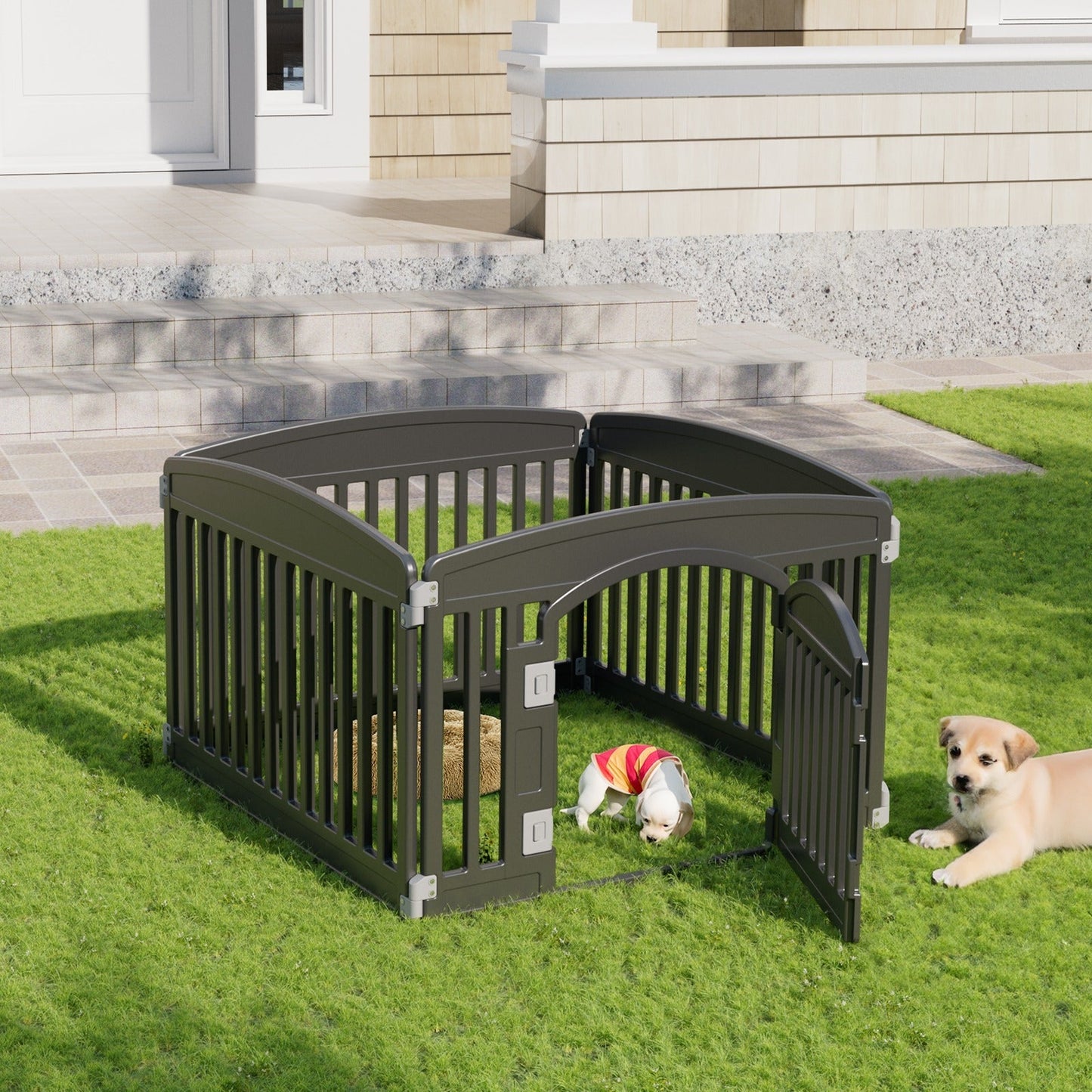 Foldable Dog Playpen & Indoor Outdoor Pet Fence – Portable, Easy to Clean, 4-Panel & 6-Panel, White & Black