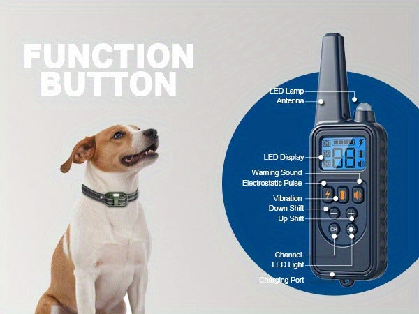 Dog Training Collar with Remote – LED Light, Beep, Vibration & Safe Shock Modes | Waterproof E-Collar for 1, 2 or 3 Dogs | Adjustable Range Remote Dog Trainer (Black & Blue)