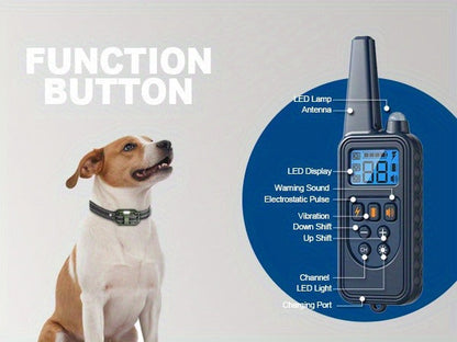 Dog Training Collar with Remote – LED Light, Beep, Vibration & Safe Shock Modes | Waterproof E-Collar for 1, 2 or 3 Dogs | Adjustable Range Remote Dog Trainer (Black & Blue)