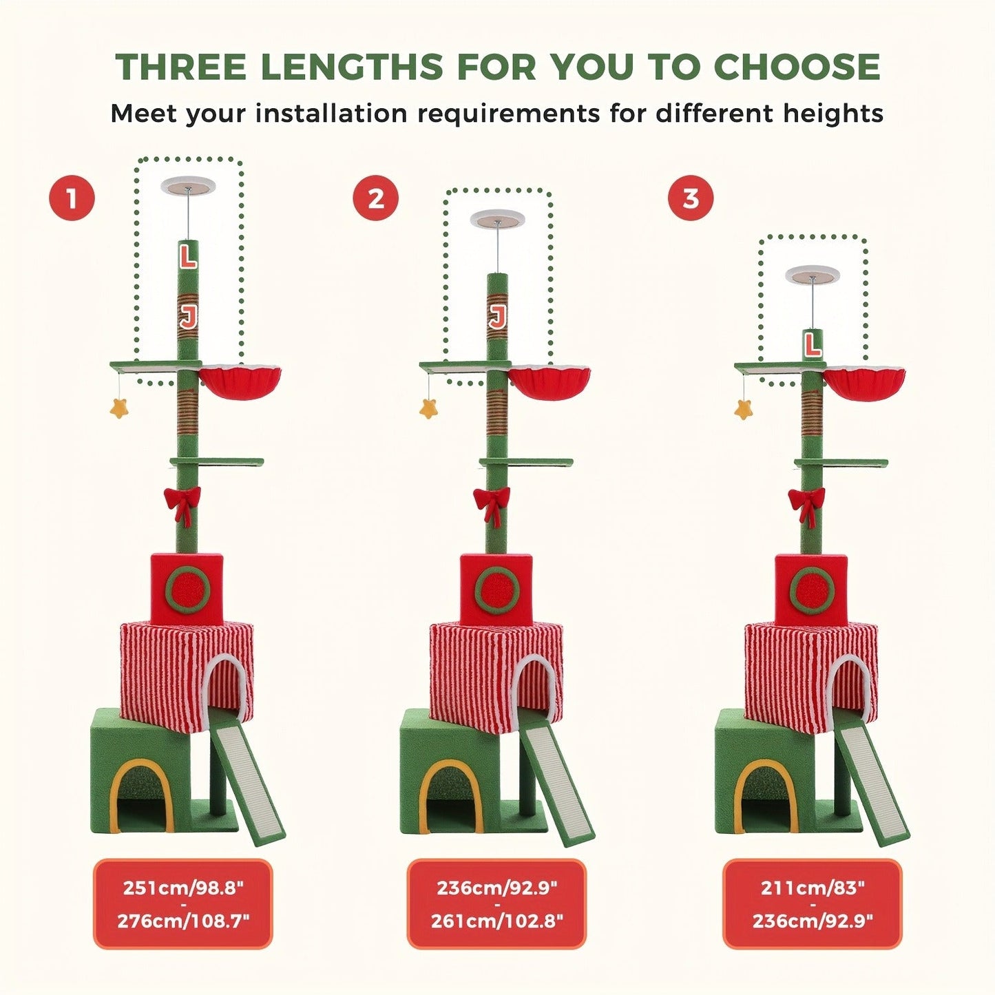 Floor to Ceiling Cat Tree Tower 90–107" – 4-Tier Tall Adjustable Cat Climbing Post with Tension Rod | Ceiling-Mounted Stable Cat Activity Center for Indoor Cats, Multiple Colors