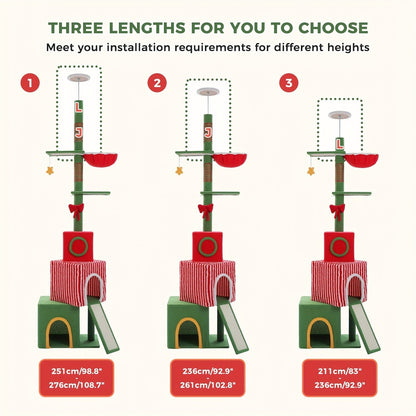 Floor to Ceiling Cat Tree Tower 90–107" – 4-Tier Tall Adjustable Cat Climbing Post with Tension Rod | Ceiling-Mounted Stable Cat Activity Center for Indoor Cats, Multiple Colors