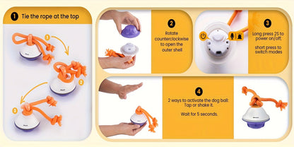Automatic Rolling Dog Ball Toy with Rope - Motion-Activated Wicked Ball with Voice Recording, Interactive Self-Moving Stimulation Toy for Small Medium Dogs, Relieves Boredom & Anxiety