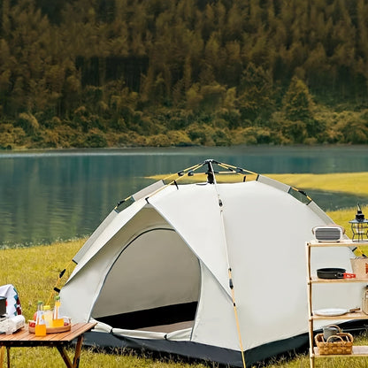 Waterproof Pop Up Camping Tent with Double Doors - Cloud Gray Automatic Instant Setup Shelter for Beach, Hiking, Camping, RV & Travel, Portable Foldable Sunshade Tent with Optional Mesh Windows, 2 Sizes Available