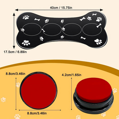Dog Communication Buttons for Talking - Pet Training Buttons with Mat, Recordable Dog Talking Button Set, Durable Easy-Clean, No Battery Required