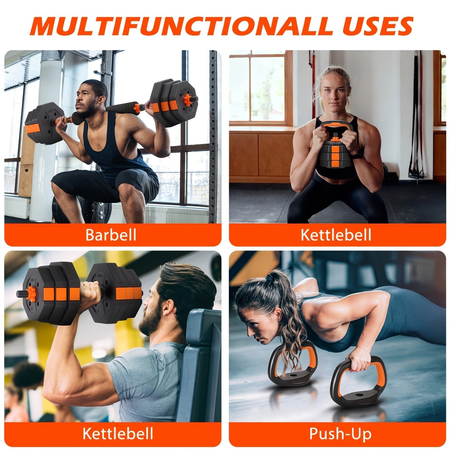 Adjustable Barbell & Dumbbell Set 4-in-1 – 25/50/66 lbs Home Gym Weight Set with Connecting Rod, Strength Training for Men & Women