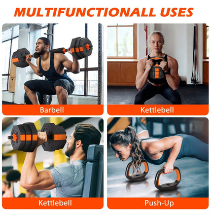 Adjustable Barbell & Dumbbell Set 4-in-1 – 25/50/66 lbs Home Gym Weight Set with Connecting Rod, Strength Training for Men & Women