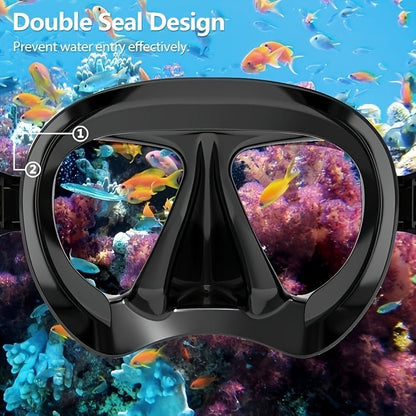 Panoramic HD Diving Mask Anti-Fog Tempered Glass Snorkel Mask with Nose Cover for Adults Youth Scuba Diving Snorkeling Swimming Pink Blue Black