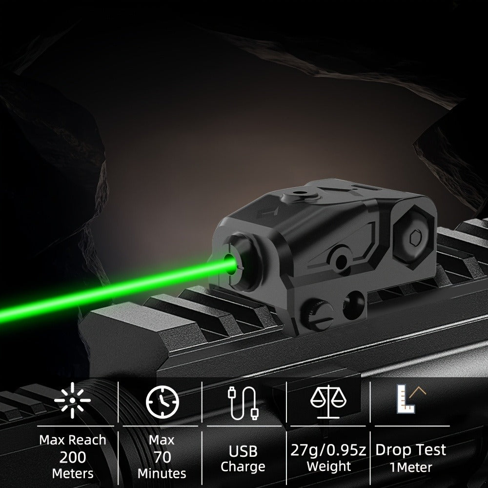 Green Laser Sight USB-C Rechargeable - Picatinny Rail Dot Sight with Vibration-Resistant Lock, 532nm Class IIIA, for Hunting, Competition & Tactical Use