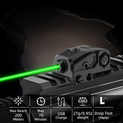 Green Laser Sight USB-C Rechargeable - Picatinny Rail Dot Sight with Vibration-Resistant Lock, 532nm Class IIIA, for Hunting, Competition & Tactical Use