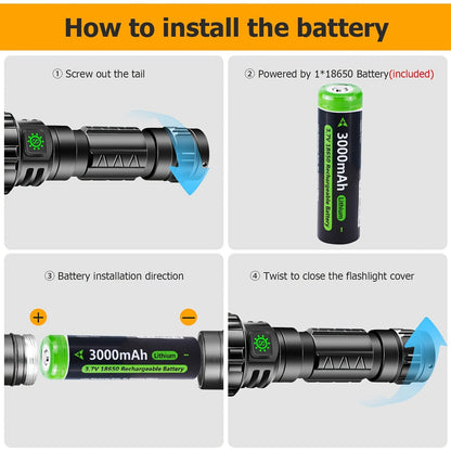 Picatinny Rail Flashlight 2 Pack - High Lumen Tactical Torch, 5 Modes, USB Rechargeable, 20mm Rail Mount, Wrist Strap & Remote Switch Included for Hunting, Shooting & Outdoor Use