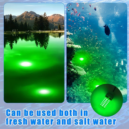108 LED Underwater Fishing Light – IP68 Waterproof Night Fishing Lure Light with USB Connector & 16.4ft Cable, Super Bright Submersible Fish Attracting Light for Boat, Ice Fishing & Night Fishing (Green/White)
