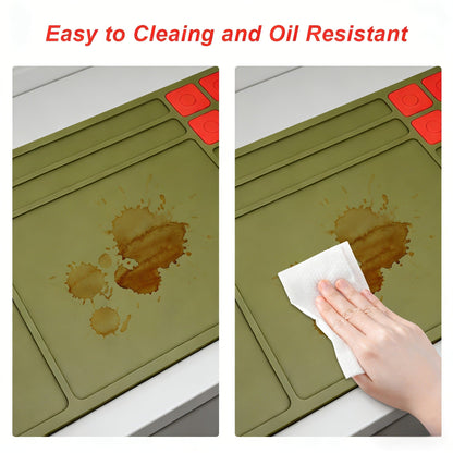 Gun Cleaning Mat with Magnetic Parts Tray – Heavy Duty Non-Slip Rubber Solvent-Resistant Pad for Pistol Rifle Handgun Maintenance, Easy-Clean Silicone Surface Gunsmith Work Mat