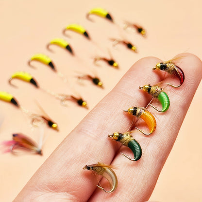Fly Fishing Lures 72pcs Dry & Wet Flies Assortment with Fly Box - Hand-Tied 6 Patterns for Trout, Bass & Salmon, Biomimetic Bait, Fisherman Gift