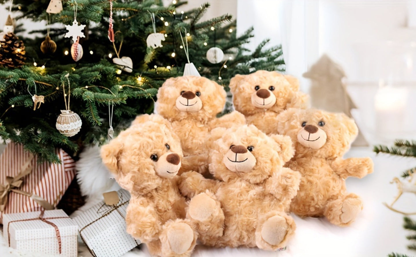 Mini Teddy Bear Bulk Pack 5pcs 8 Inch Soft Shaggy Plush Bears — Baby Shower Party Favors, Valentine's Day, Birthday & Christmas Gifts for Kids Girls Girlfriend