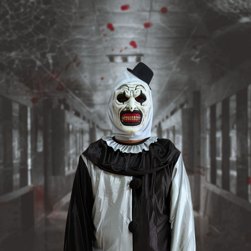 Horror Clown Mask Halloween Latex Full Face Scary Costume – Bloodless Red Tooth Clown Design for Adults & Teens, Haunted House Prop Costume Party Cosplay Creepy Aesthetic Gift