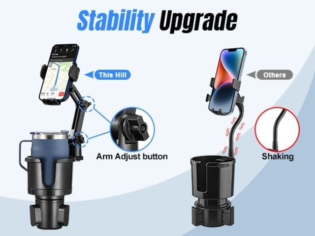 Car Cup Holder Phone Mount, 2-In-1 Cup Holder Expander with Adjustable Base, 360° Rotation, Fits Iphone, Samsung Galaxy & Most Smartphones