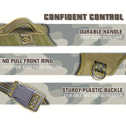 No-Pull Dog Harness Military Style Reflective Vest with Control Handle – Tactical Dog Harness for Training & Service Dogs, S/M/L/XL, Black, Dark Violet, Khaki, Grey, Yellowish-Brown