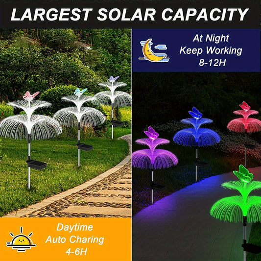 Solar Jellyfish Butterfly Garden Lights 4-Pack Color Changing