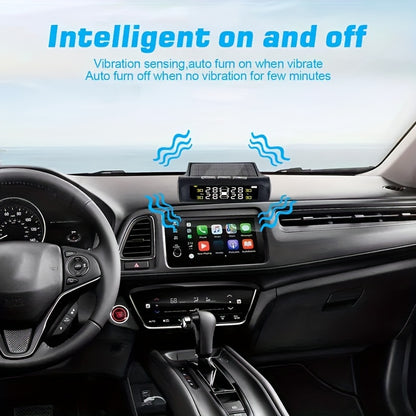 SCBLAZE Solar Power Car Tire Pressure Monitor TPMS, Auto Security Alarm System, 6 Modes Auto Alarm Real-Time Pressure Tracking, Host Only Receives, Tyre Pressure Sensor Kit