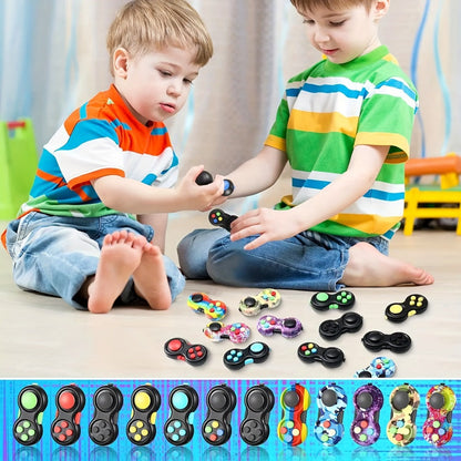 Fidget Pad Game Controller Design 8-in-1 Sensory Toy for Kids Adults – ADHD Anxiety Stress Relief Handheld Cube 7 Colors Variety Pack