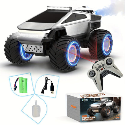 1:12 Scale RC Monster Truck 4WD All-Terrain – Remote Control Cybertruck & Pickup Truck with LED Lights & Sound Effects, 2.4GHz Rechargeable RC Car Gift for Boys Ages 6 7 8 9 10 Birthday Christmas