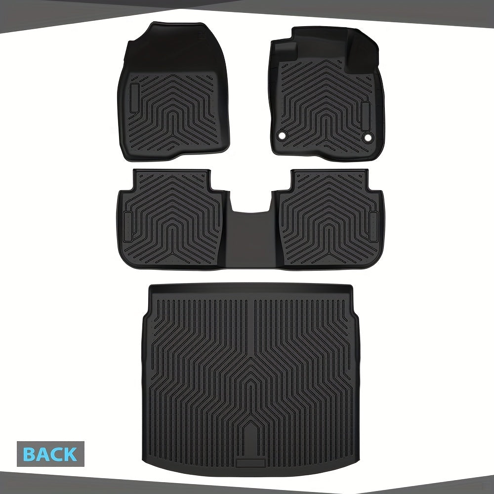 4pcs TPE Floor Mats Cargo Liners For Honda For CRV 2023 -2025, Include Hybrid, All Weather Full Cover Protection Floor Liners Accessories, Black