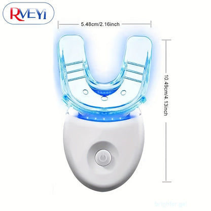 LED Teeth Whitening Kit 5 Whitening Gel Syringes Enamel Safe Professional Home Whitening Light Tray Set Fast Results Gift for Women Men Girlfriend Boyfriend Parents White Blue