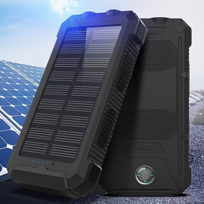 2pcs Solar Charger 20000Mah, 40000Mah, Portable Dual USB Output Solar Charging Panel, Fast Charging External Battery Pack, Built-In LED Flashlight Emergency Model for Hiking. (Pack of 2)